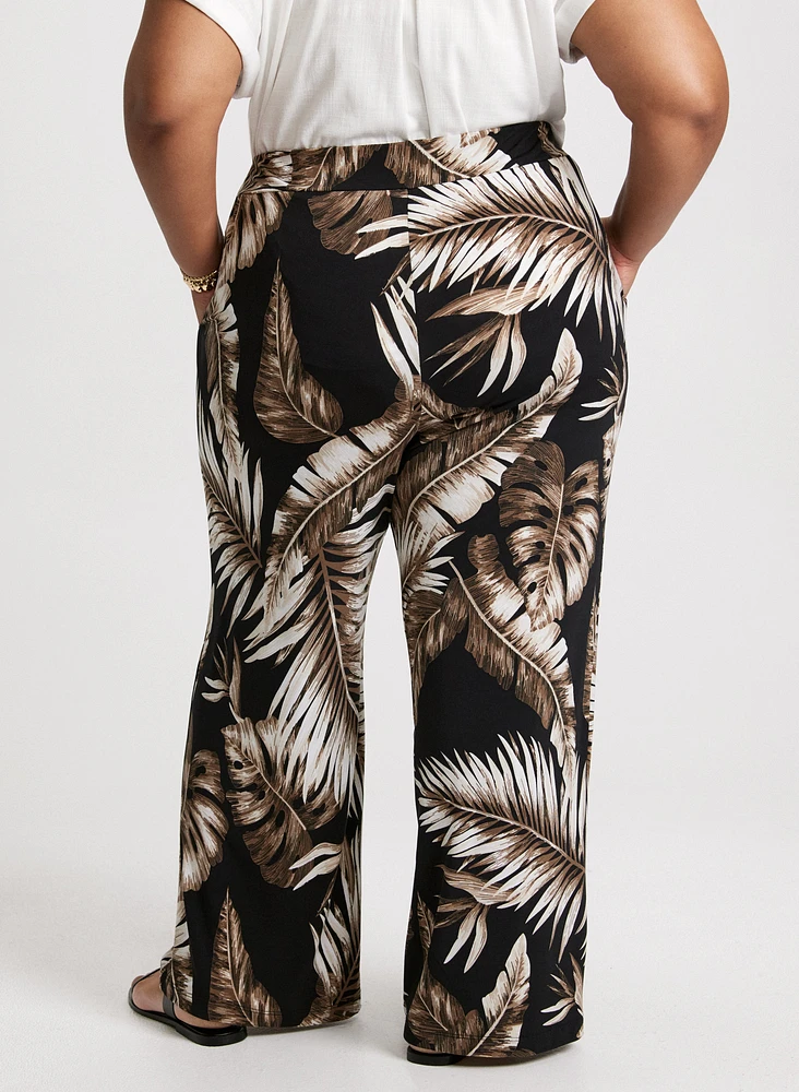 Palm Print Wide Leg Pants