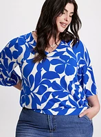 Leaf Print V-Neck Top