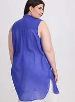 Button-Down Voile Blouse