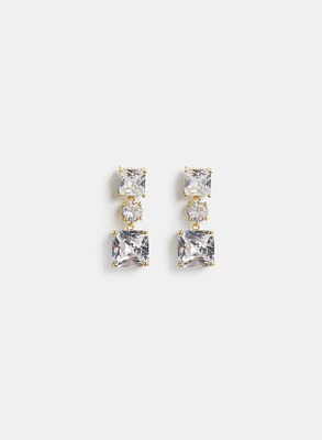 Square Cubic Zirconia Drop Earrings