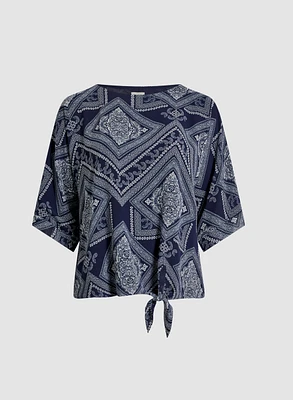 Paisley Border Print Blouse