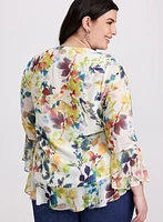 Blouse florale à volants