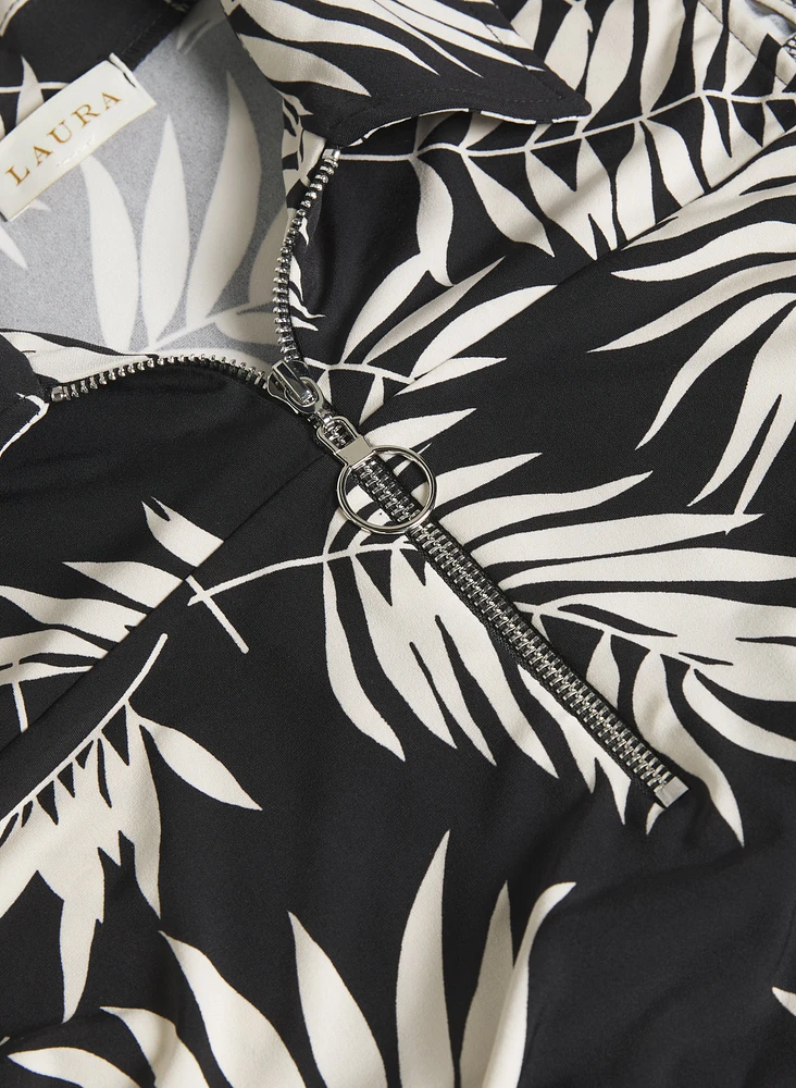 Robe à motif feuilles de palmier