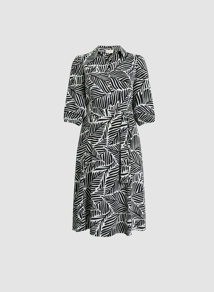 Leaf Print Midi Dress