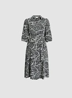 Leaf Print Midi Dress