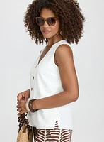 Sleeveless Button-Down Blouse