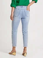 Rhinestone Hem Slim Leg Jeans