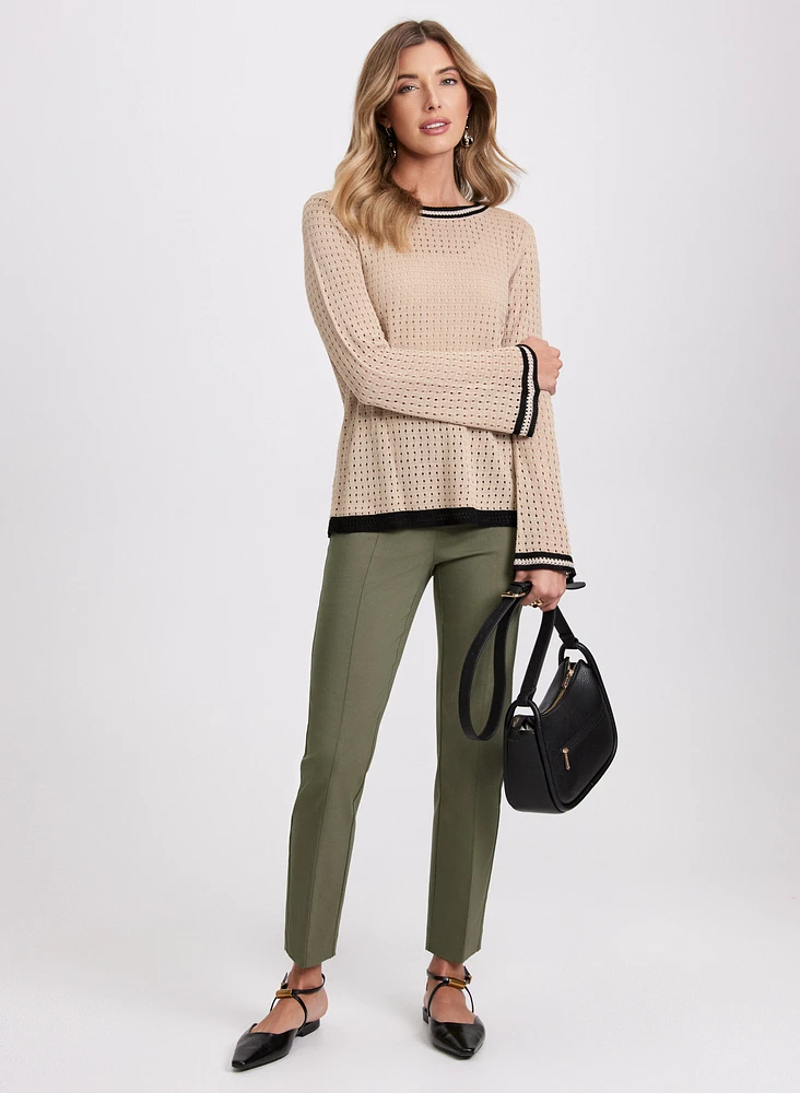 Contrast Open Knit Sweater