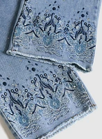 Embroidered Denim Capris