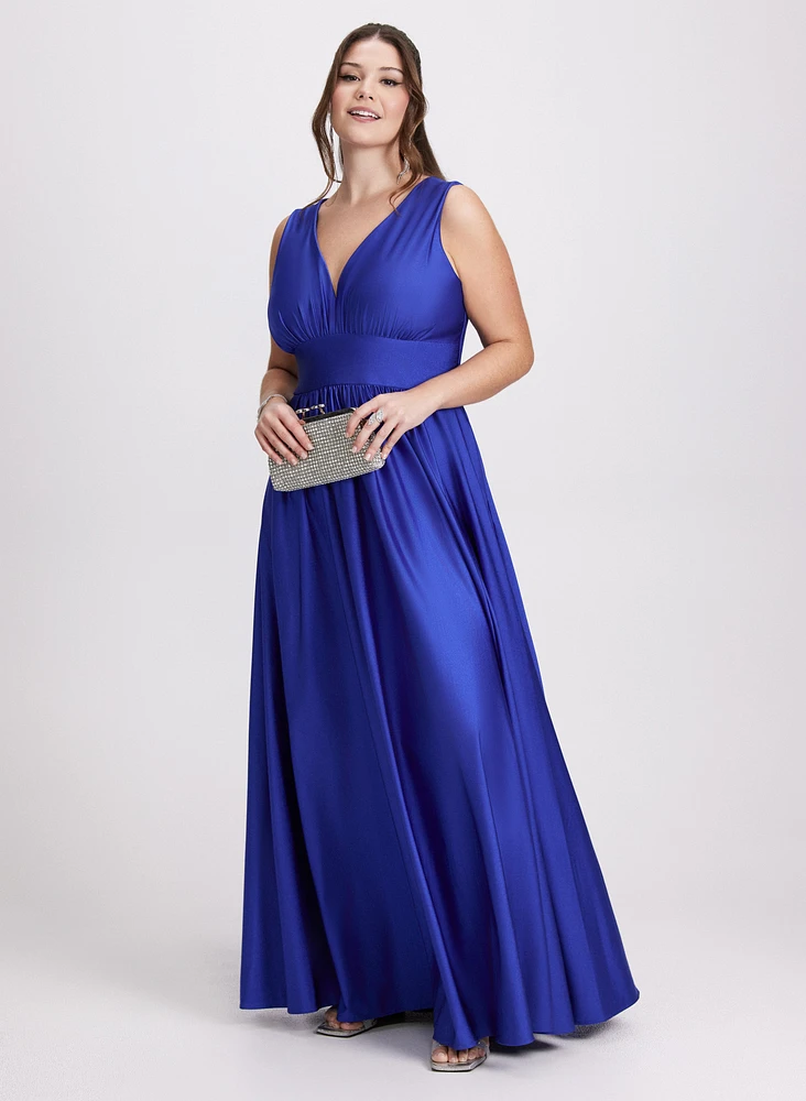 Plunging Neckline Maxi Dress