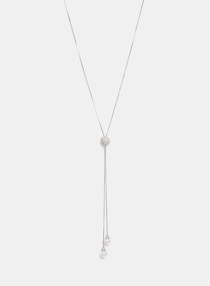 Pearl Drop Bolo Necklace