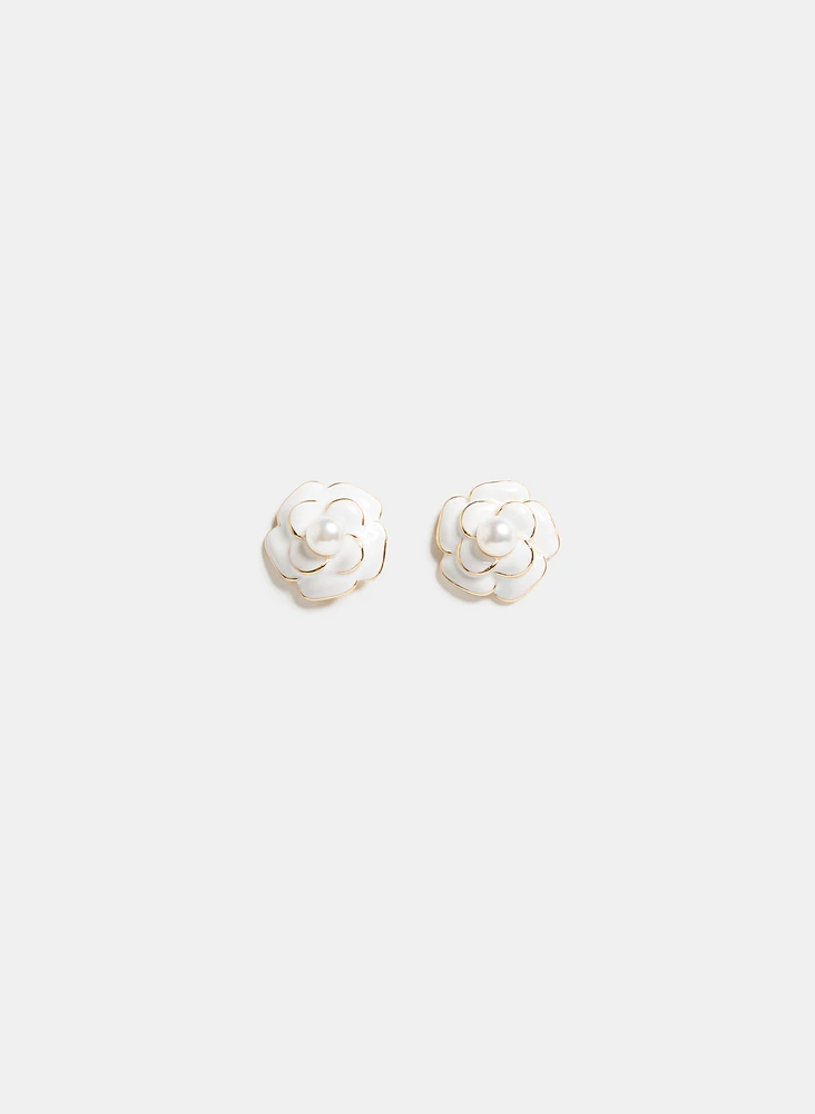 Flower Button Earrings