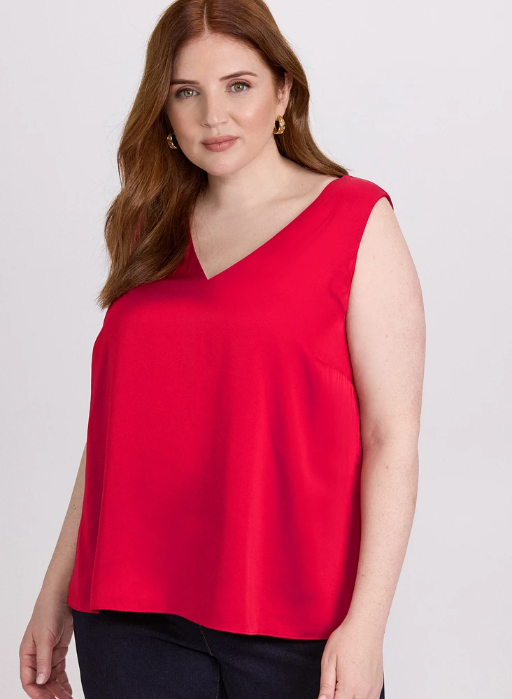 Blouse sans manches en satin