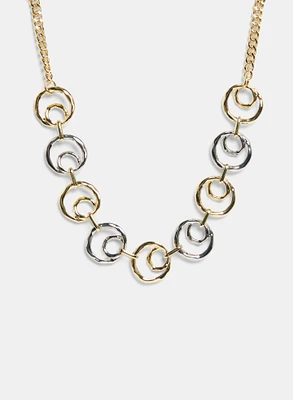 Two-Tone Hoop Chain Necklace