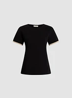 Tee With Metallic Contrast Trim