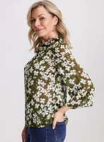 Blouse boutonnée à motif floral