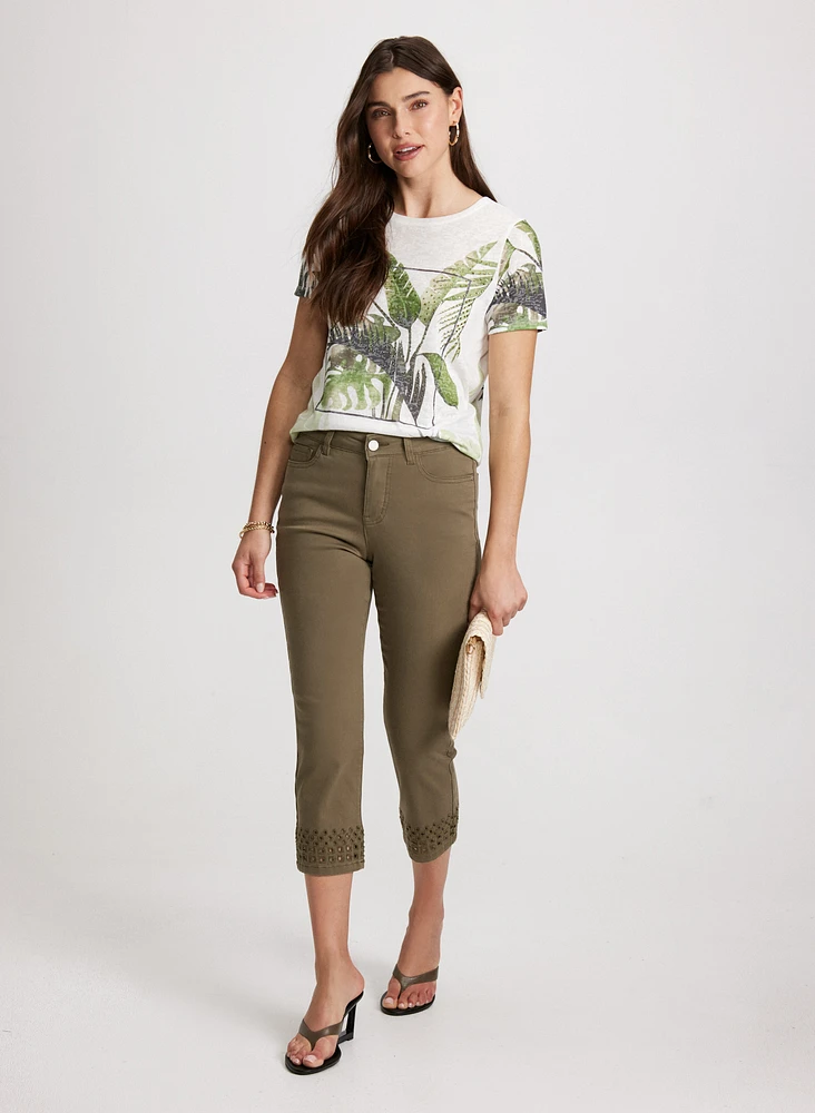 Tropical Burnout T-Shirt & Straight Leg Capris