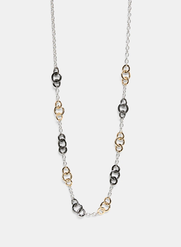 Three-Tone Link Necklace