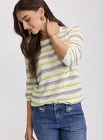 Pull rayé en tricot pointelle