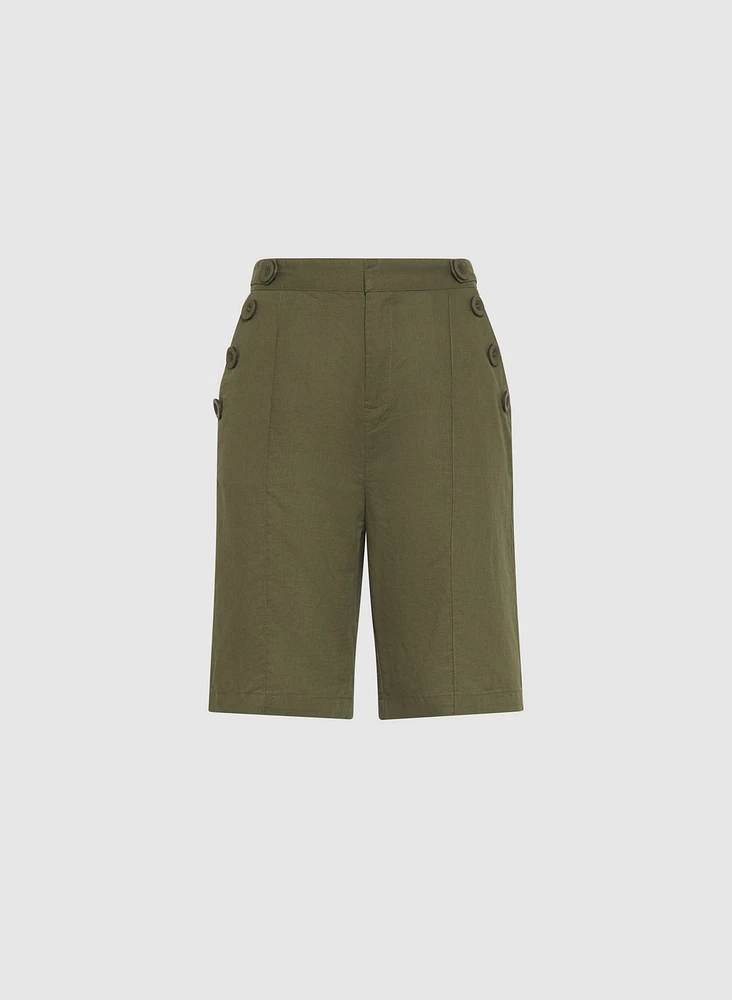 Linen-Blend Bermuda Shorts
