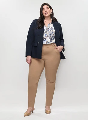 Contrast Button Blazer & Button Tab Detail Pants