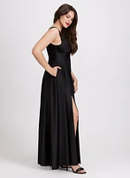 Sleeveless Plunging Neckline Dress