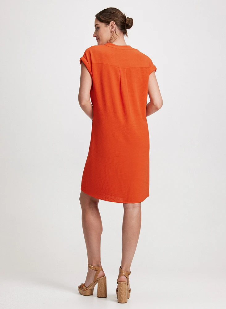 Short Crepe V-Neck Dress