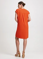 Short Crepe V-Neck Dress