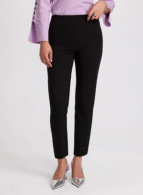 Pantalon Sofia à jambe étroite boutons cristaux – court