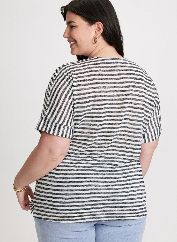 Diagonal Stripes Short Sleeve Top