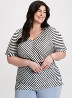 Diagonal Stripes Short Sleeve Top