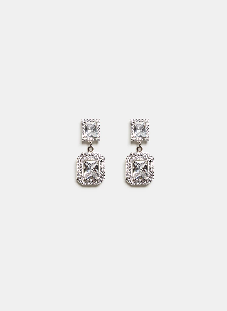 Boucles d'oreilles à zircons cubiques carrés