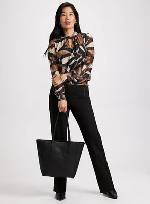 Geometric Print Top & Straight-Leg Pants