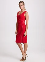 Double V-Neck Sheath Dress