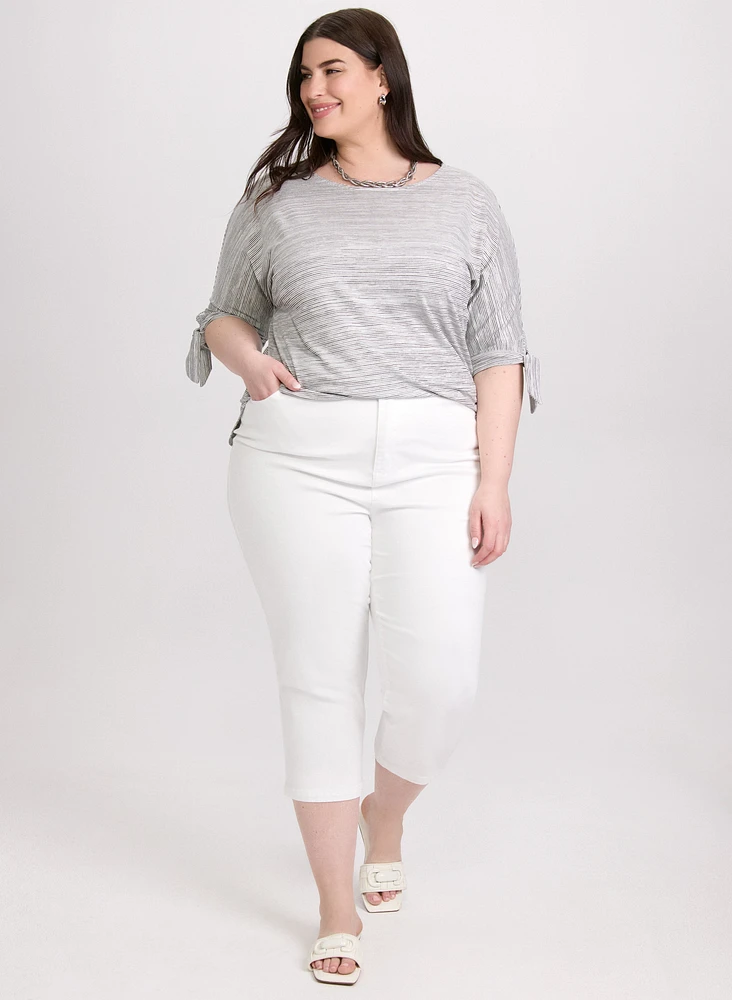 Striped Knot Sleeve T-Shirt