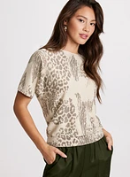 Leopard Print Dolman Sleeve Sweater