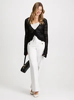 Pointelle Cardigan & Wide Leg Jeans