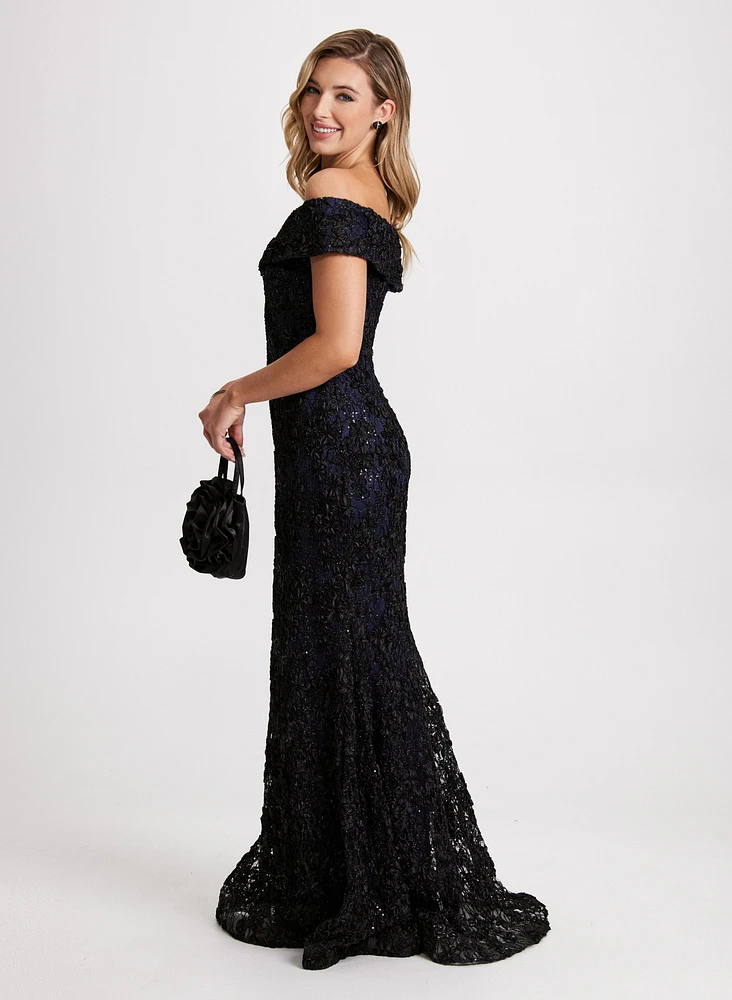 Shimmering Lace Evening Dress