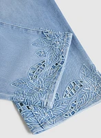 Floral Embroidered Denim Capris