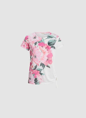 Floral Print Drawstring Tee