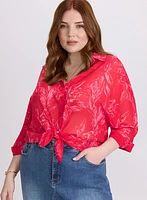Blouse motif feuilles en chiffon