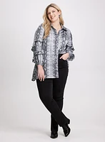 Snake Print Blouse & Straight Leg Jeans