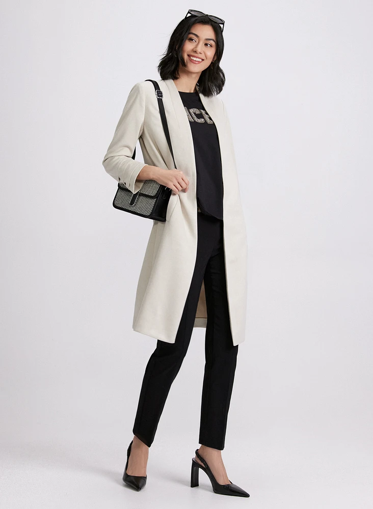 Open Collarless Jacket & Sofia Slim-Leg Pants - Short