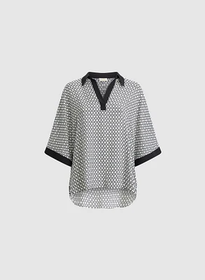 Geometric Contrast Blouse