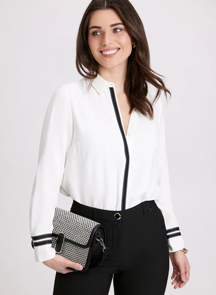 Blouse boutonnée à effet contrasté