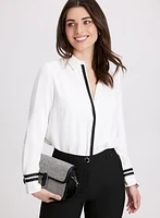 Contrast Button-Down Blouse