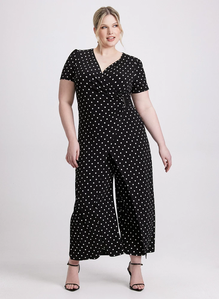 Joseph Ribkoff - Wrap-Over Polka Dot Jumpsuit