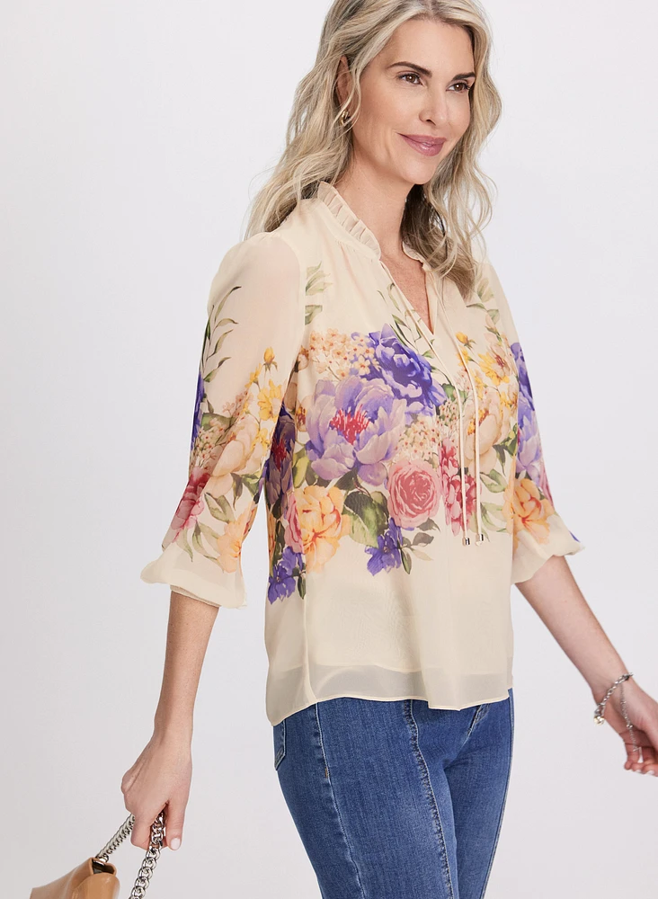 Floral Placement Print Blouse