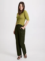 V-Neck Polo Sweater & Cargo Pants