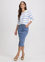 Pull rayé en mélange de coton
